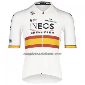 Maglia 2022 INEOS Grenadiers Campione Spagnolo Manica Corta Bianco
